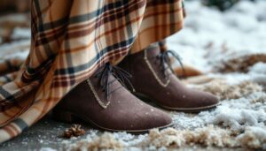 Chaussures idéales pour sublimer la jupe longue à carreaux cet hiver