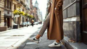 Voici les baskets que toutes les femmes chics portent désormais avec leurs manteaux longs